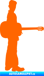 Samolepka Music 003 pravá hráč na kytaru Fluorescentní oranžová