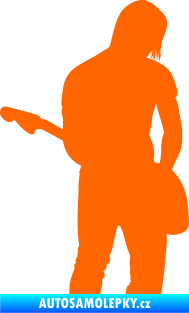 Samolepka Music 005 pravá hráč na kytaru Fluorescentní oranžová