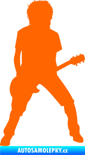 Samolepka Music 010 pravá rocker s kytarou Fluorescentní oranžová