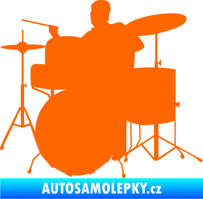 Samolepka Music 011 levá hráč na bicí Fluorescentní oranžová