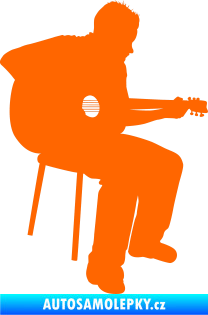 Samolepka Music 012 pravá  kytarista Fluorescentní oranžová