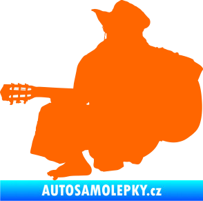 Samolepka Music 014 levá hráč na kytaru Fluorescentní oranžová