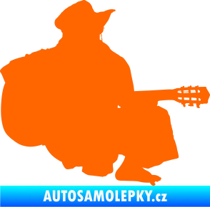 Samolepka Music 014 pravá hráč na kytaru Fluorescentní oranžová