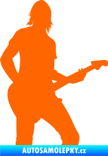 Samolepka Music 019 pravá hráč na kytaru Fluorescentní oranžová
