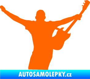 Samolepka Music 024 pravá kytarista rocker Fluorescentní oranžová