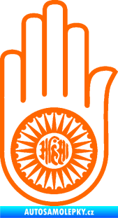 Samolepka Náboženský symbol Džinismus Ahimsa Fluorescentní oranžová