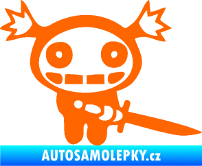 Samolepka Ninja zombie girl pravá Fluorescentní oranžová