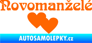 Samolepka Novomanželé 001 nápis se srdíčky Fluorescentní oranžová