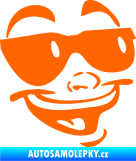 Samolepka Obličej 005 pravá veselý s brýlemi Fluorescentní oranžová