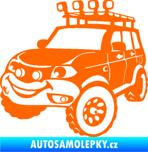 Samolepka Off Road 005 levá veselé autíčko Fluorescentní oranžová