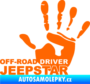 Samolepka Off road driver - Jeep star nápis s rukou Fluorescentní oranžová