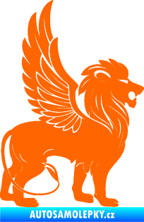 Samolepka Okřídlený lev 001 pravá mytické zvíře Fluorescentní oranžová