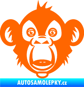 Samolepka Opice 003  hlava šimpanze Fluorescentní oranžová