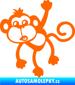 Samolepka Opice 005 levá visí za ruku Fluorescentní oranžová