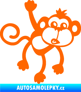 Samolepka Opice 005 pravá visí za ruku Fluorescentní oranžová