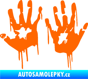 Samolepka Otisk rukou 001 levá krvavý Fluorescentní oranžová