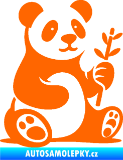 Samolepka Panda 011 pravá s bambusovou větvičkou Fluorescentní oranžová