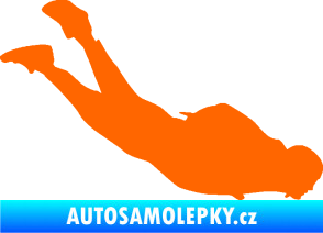Samolepka Parašutista 003 pravá skok z letadla Fluorescentní oranžová