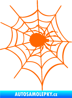 Samolepka Pavouk 016 pravá s pavučinou Fluorescentní oranžová