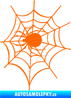 Samolepka Pavouk 016 levá s pavučinou Fluorescentní oranžová