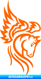 Samolepka Pegas 003 pravá okřídlený kůň hlava Fluorescentní oranžová
