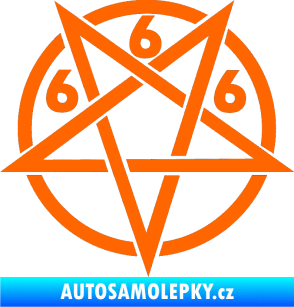 Samolepka Pentagram 666 Fluorescentní oranžová