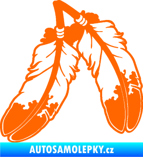 Samolepka Peříčka 003 levá indiánský motiv Fluorescentní oranžová