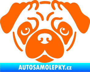 Samolepka Pes 067 Mopsík Fluorescentní oranžová