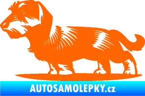 Samolepka Pes 133 levá drsnosrstý jezevčík Fluorescentní oranžová