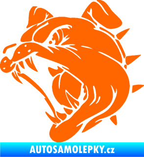 Samolepka Pes 136 levá rozzuřený buldok Fluorescentní oranžová