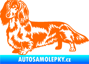 Samolepka Pes 158 levá dlouhosrstý jezevčík Fluorescentní oranžová