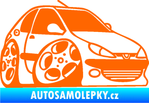 Samolepka Peugeot 206 karikatura pravá Fluorescentní oranžová