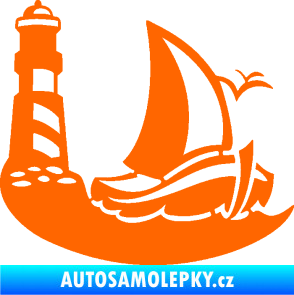 Samolepka Plachetnice 005 pravá s majákem na moři Fluorescentní oranžová