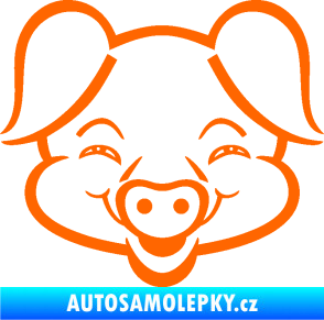 Samolepka Prase 003 veselý čuník Fluorescentní oranžová
