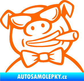 Samolepka Prase 005 pravá s doutnikem Fluorescentní oranžová