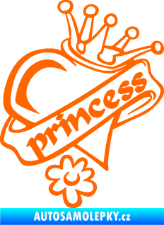 Samolepka Princess nápis v srdíčku Fluorescentní oranžová