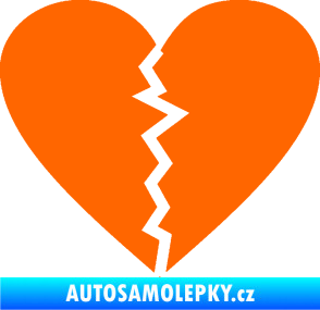 Samolepka Rozbité srdce 001  Fluorescentní oranžová