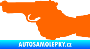 Samolepka Ruka s pistolí 001 levá ruce vzhůru Fluorescentní oranžová