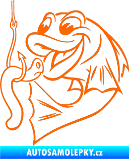 Samolepka Ryba s návnadou 001 levá Fluorescentní oranžová