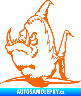 Samolepka Ryba zubatá levá piraňa Fluorescentní oranžová