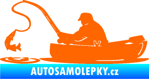 Samolepka Rybář 017 levá rybolov v lodičce Fluorescentní oranžová
