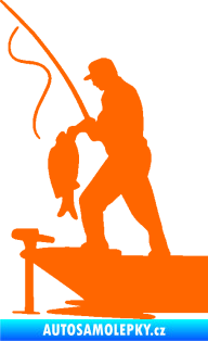 Samolepka Rybář 021 levá s prutem Fluorescentní oranžová