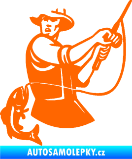 Samolepka Rybář 024 levá úlovek Fluorescentní oranžová