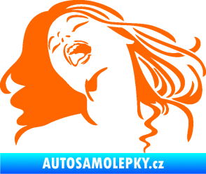 Samolepka Sexy žena obličej levá Fluorescentní oranžová