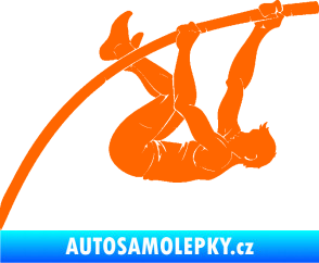 Samolepka Skok o tyči 001 pravá atletika Fluorescentní oranžová