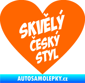 Samolepka Skvělý český styl srdce Fluorescentní oranžová