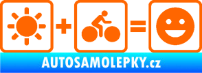 Samolepka Slunce + kolo = veselý smajlík vyjížďka na kole Fluorescentní oranžová