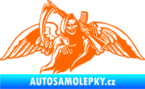Samolepka Smrtka 016 pravá s křídly a kosou Fluorescentní oranžová