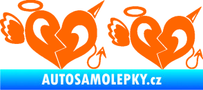 Samolepka Srdce anděl s ďáblem Fluorescentní oranžová