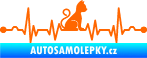 Samolepka Srdeční tep 003 pravá kočička Fluorescentní oranžová